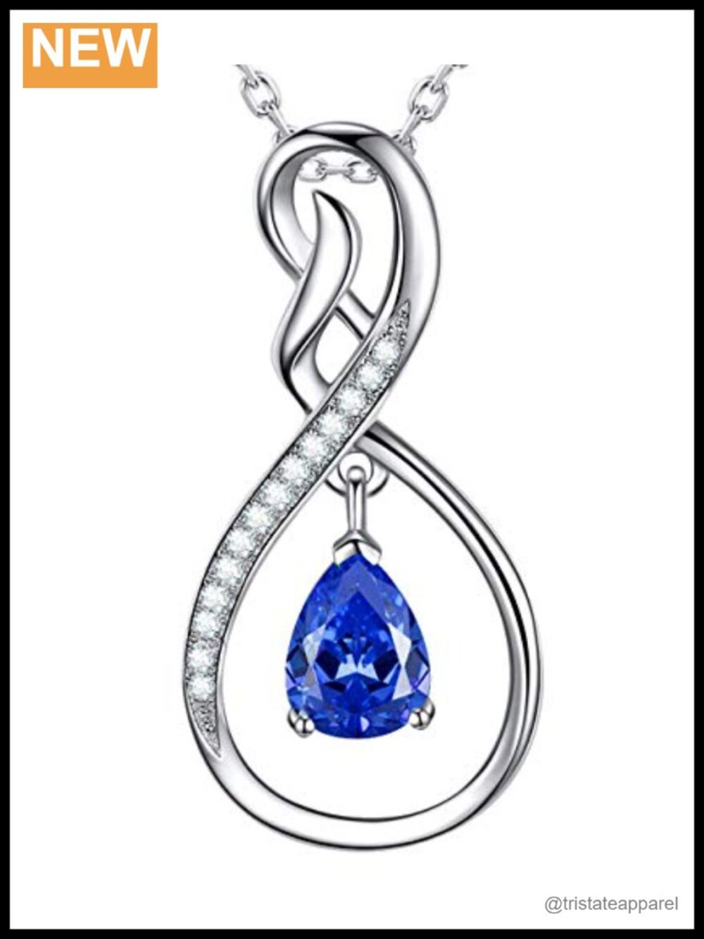 Sterling Silver Infinity Pendant Necklace 18K White Gold Plated